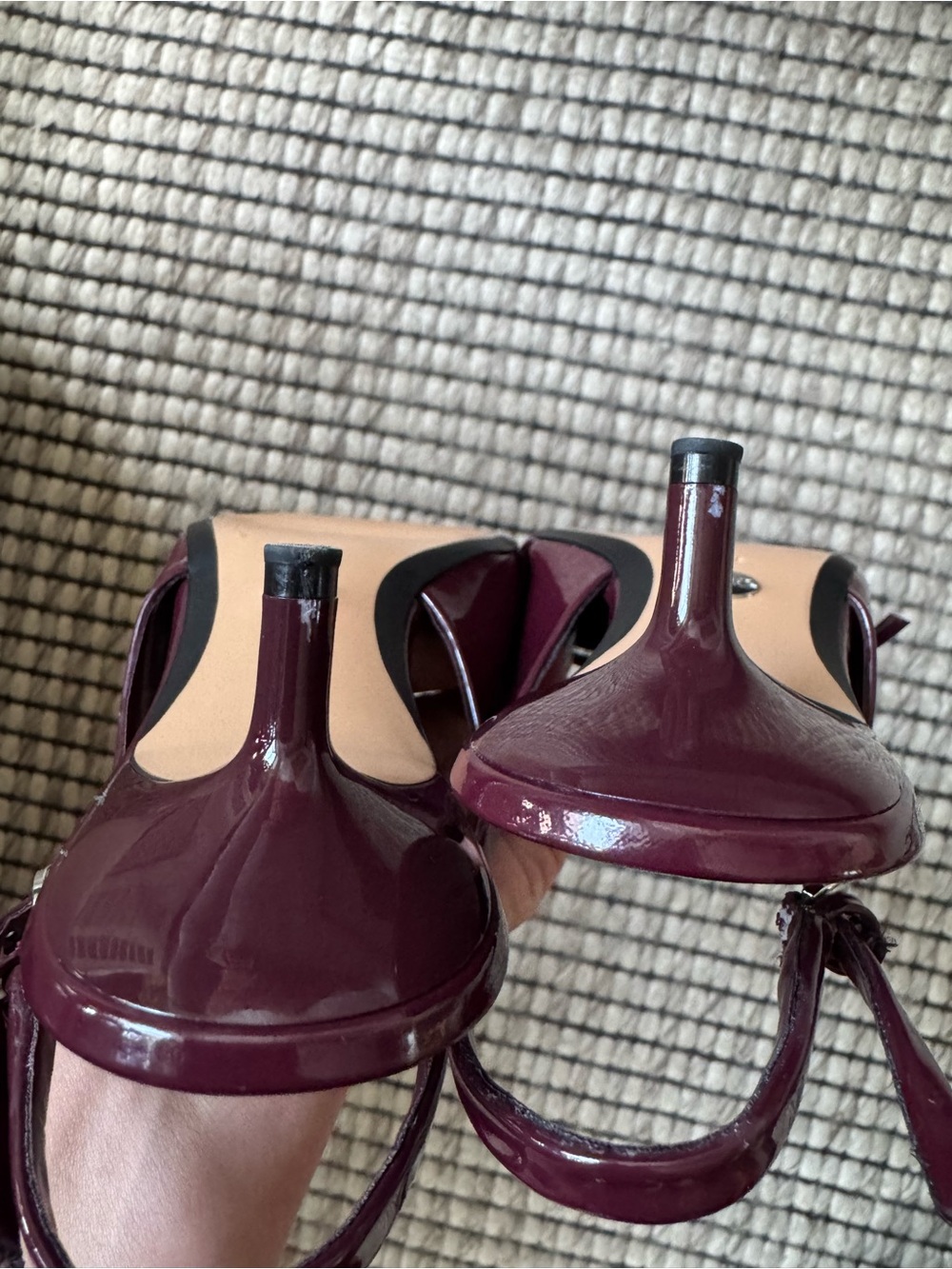 Zara Burgundy Patent Pointed-Toe Slingback Kitten Heels - Picture 12 of 15